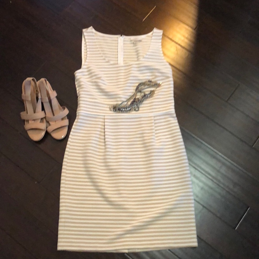 Ran and white striped dress by Loft
